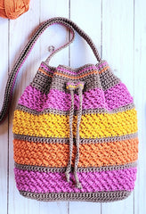Color Wave Drawstring Bag (Crochet)
