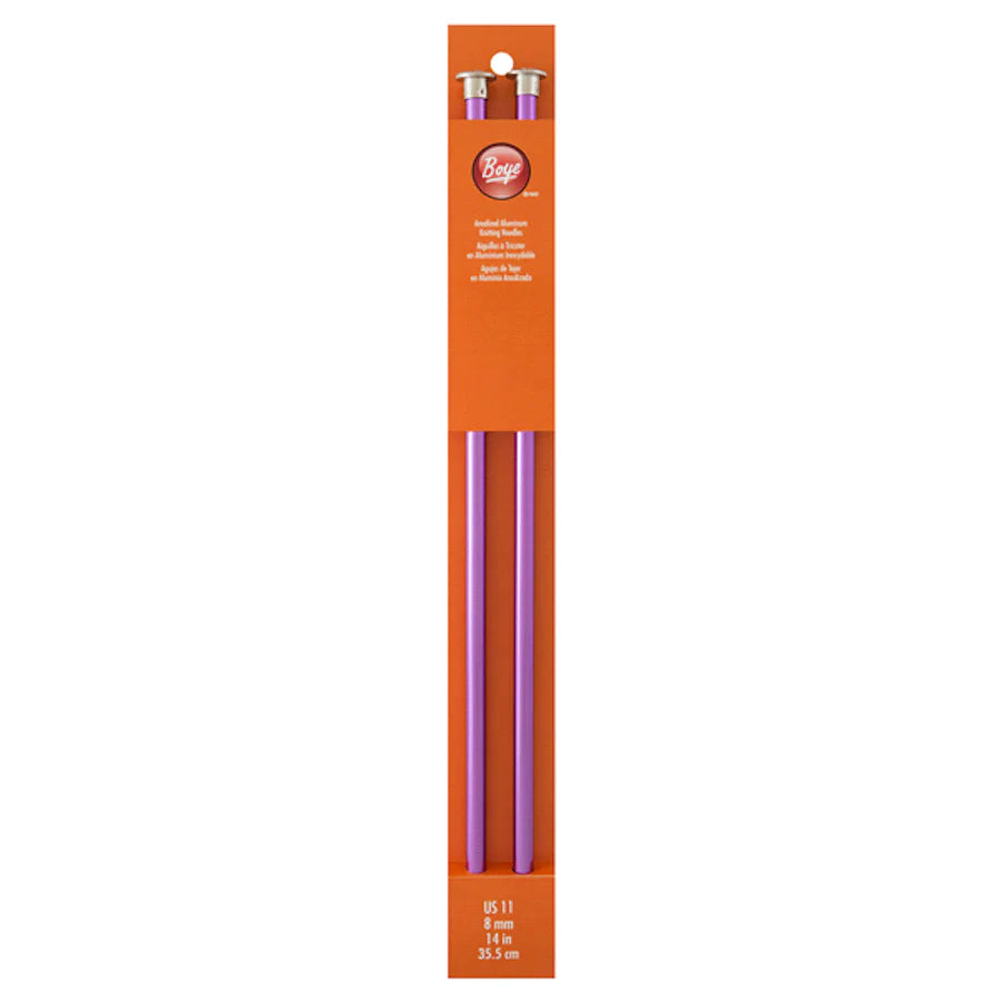 Boye Aluminum Straight Knitting Needles 14" (Sizes 11 & 15)